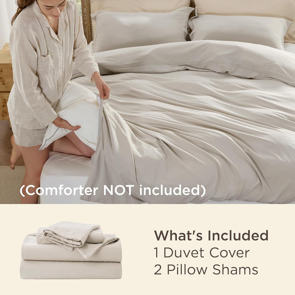 Duvet Cover-3 Pieces Prewashed 100% Polyester-Like Extra Soft Bedding Set, Includes 1 Duvet Cover