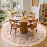 Boho 8ft Vintage Washable Round Area Rug