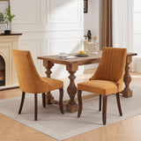 Set of 2 Upholstered Dining Chairs with High Backrest, Velvet Fabric Accent Kitchen Chairs