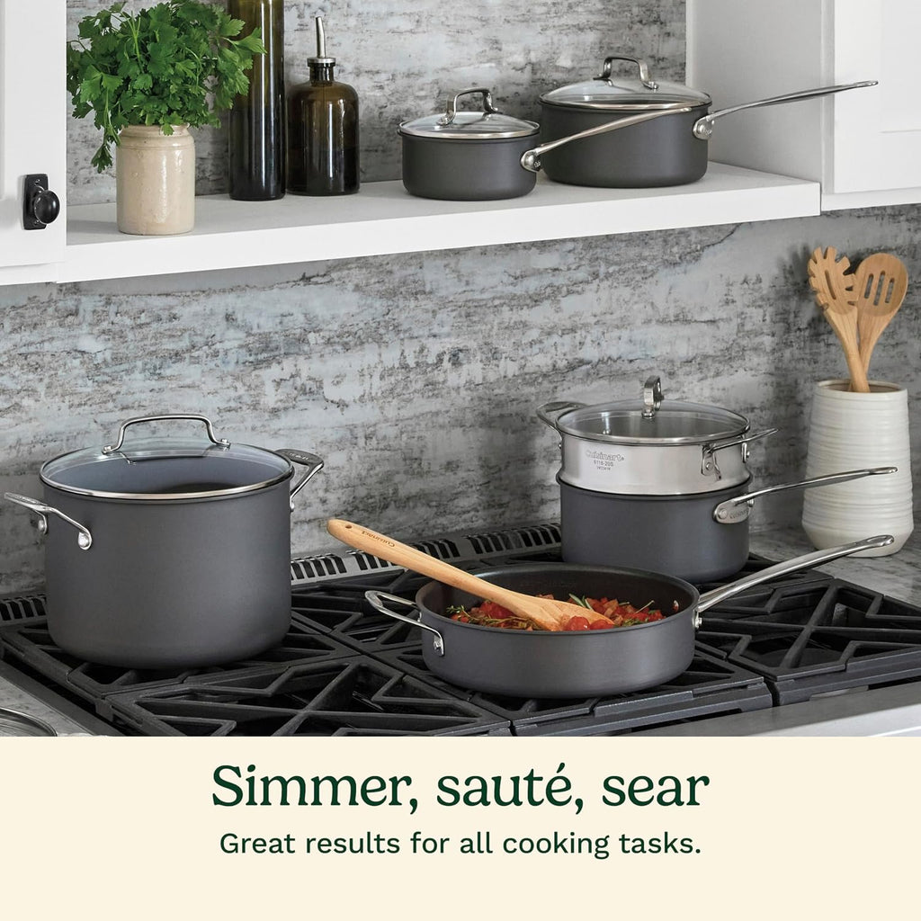 17-Piece Pots and Pans Set, Non Stick Hard Anodized Cookware Set, Compatible with Electric, Gas Cooktops, Dishwasher