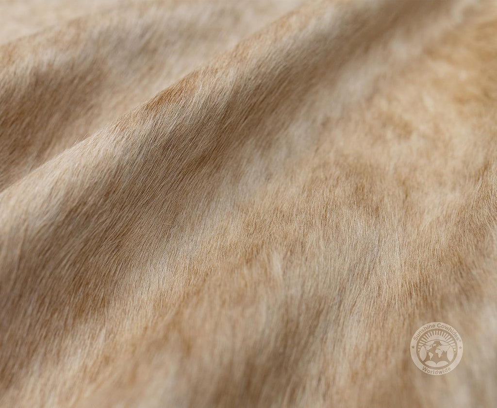 100% Genuine Exotic Beige Cowhide Rug - Modern Style Animal Skin Rug & Floor Carpet & More - Large (6x6-7ft)