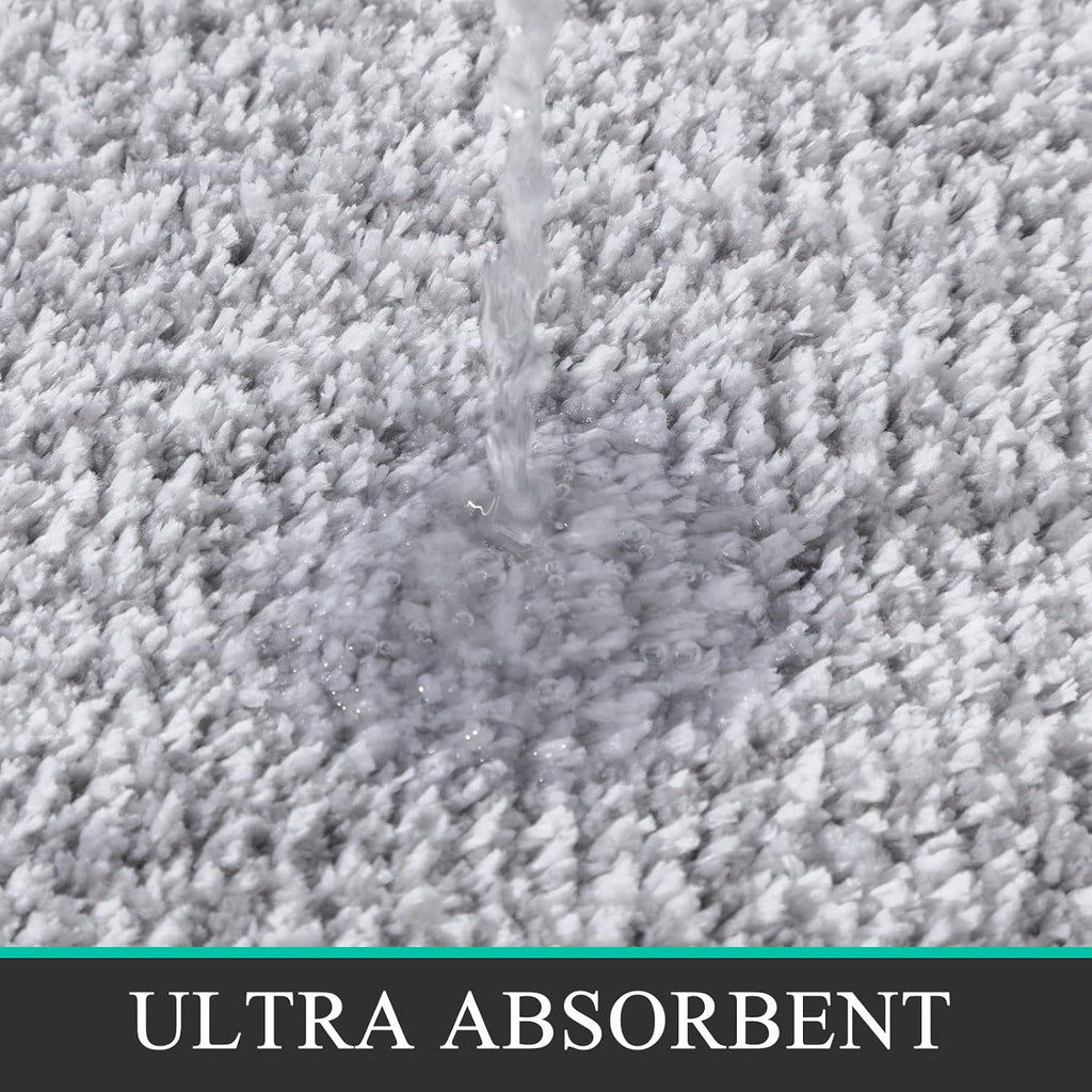 Bathroom Rugs Sets 2 Piece, Non Slip Washable Bath Mat, Light Grey | Soft Plush Microfiber, Super Absorbent Floor