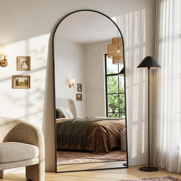 71" x32" Arched Full Length Floor Mirror, Black Full Body Mirror