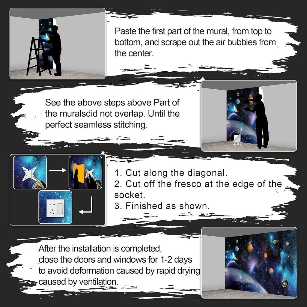 Kids Planet murals Galaxy Backdrop Solar System Starry Night Sky Ceiling Home Theater Universe Bedroom Wallpaper