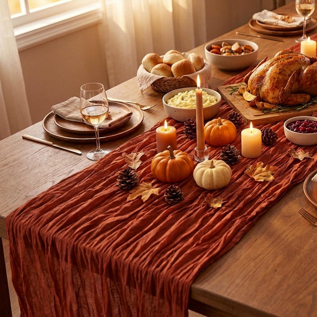 6 Pack Terracotta Cheesecloth Table Runner Boho Gauze Fall Decor