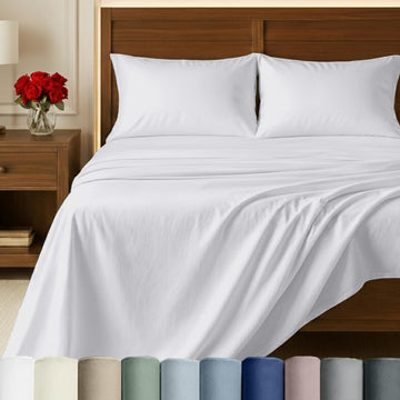 100% Egyptian Cotton Sheets Set - Certified Authentic Luxury Sheet Set with Deep Pocket, Soft Sateen