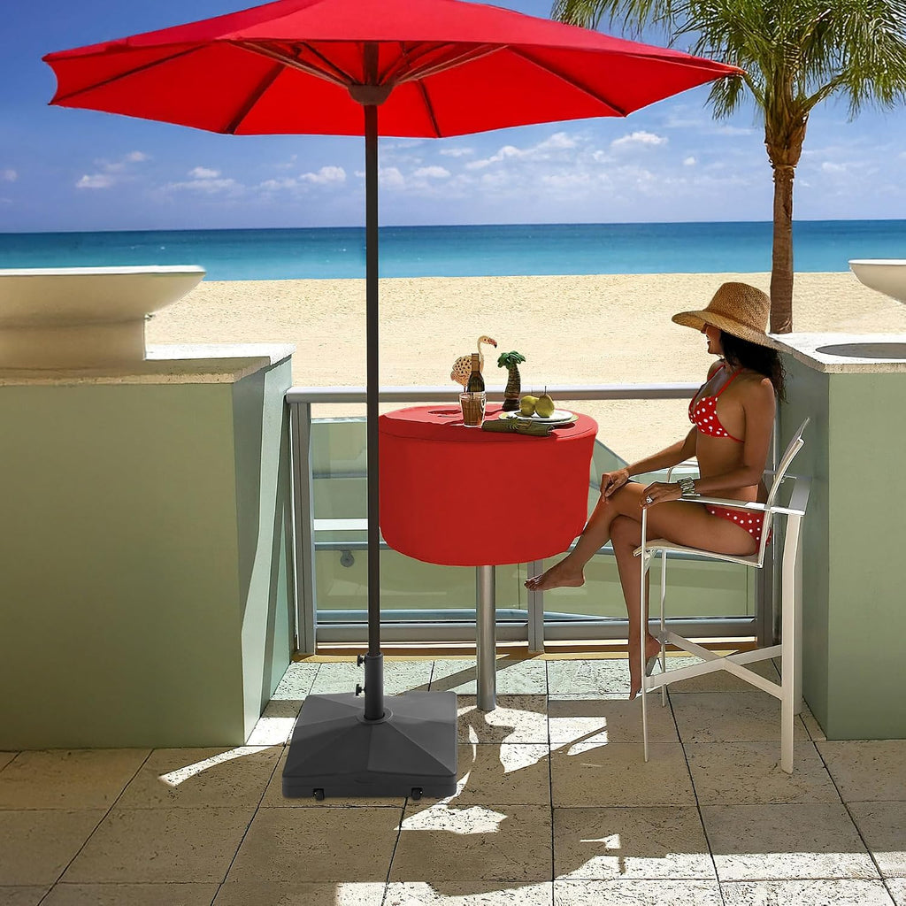 Patio Umbrella Base - Fillable to 100 lbs. Weighted Stand with Wheels or Pool Deck Umbrellas up to 10 FT - Black