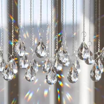 38mm Crystal Suncatcher Prism 10pcs Teardrop Chandelier Crystals Replacement Pendants with Hook Chandelier Pendant