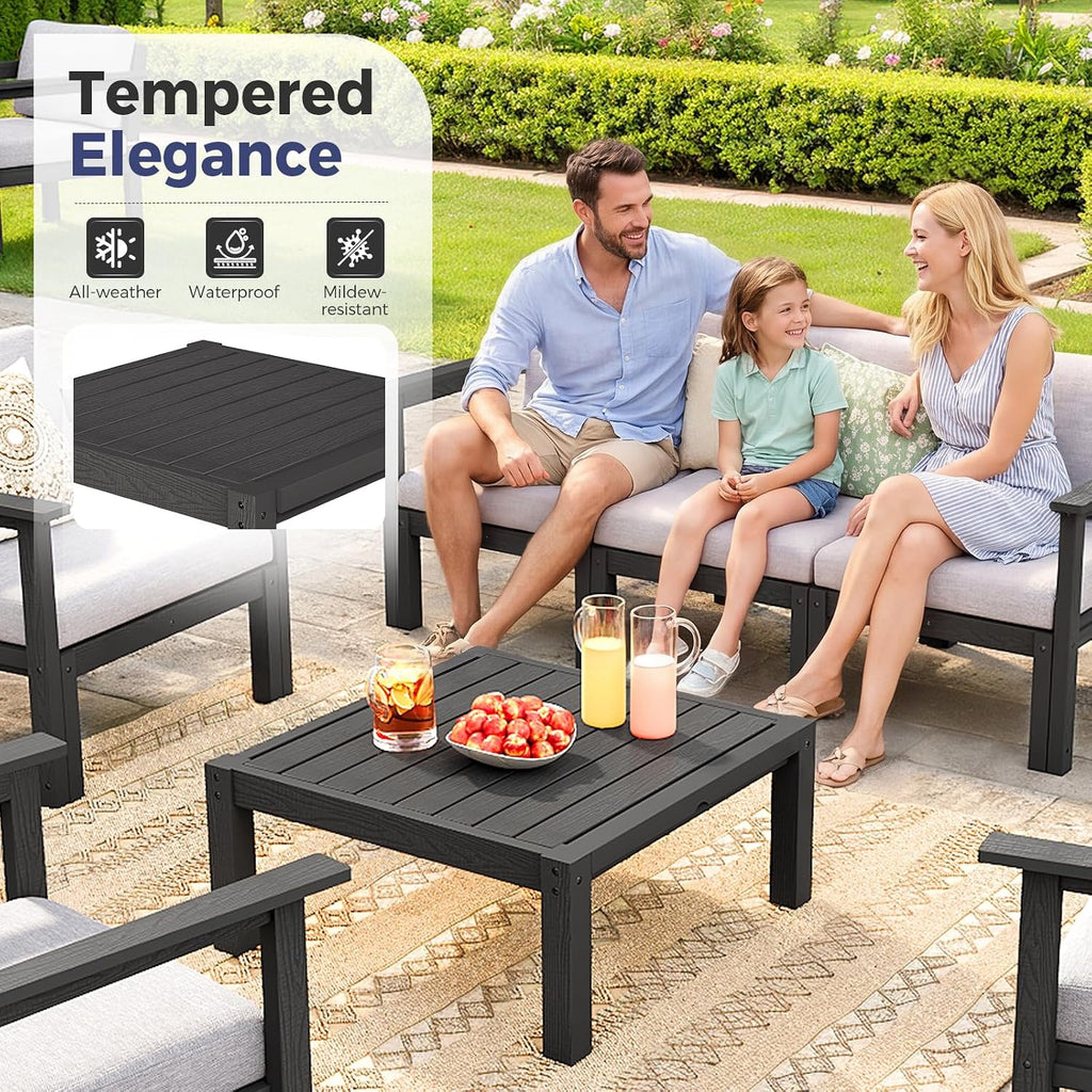 Modular Outdoor Patio Conversation Set, 7-Piece L-Shaped Sectional Sofa Set with Coffee Tables & Thick Cushions, Easy