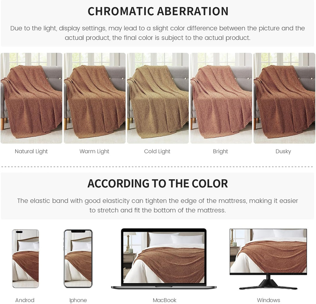 Chenille Throw Blanket, Soft Warm Cozy Blanket for All Season（50" x 60", Coral）