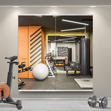 Gym Mirror for Wall, 50x25x2PCS Frameless Full Length Mirror, Silver
