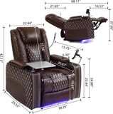 Power Zero Gravity Recliner Chair for Adults Breathable Leather Electric Recliners Adjustable Home Theater Seating