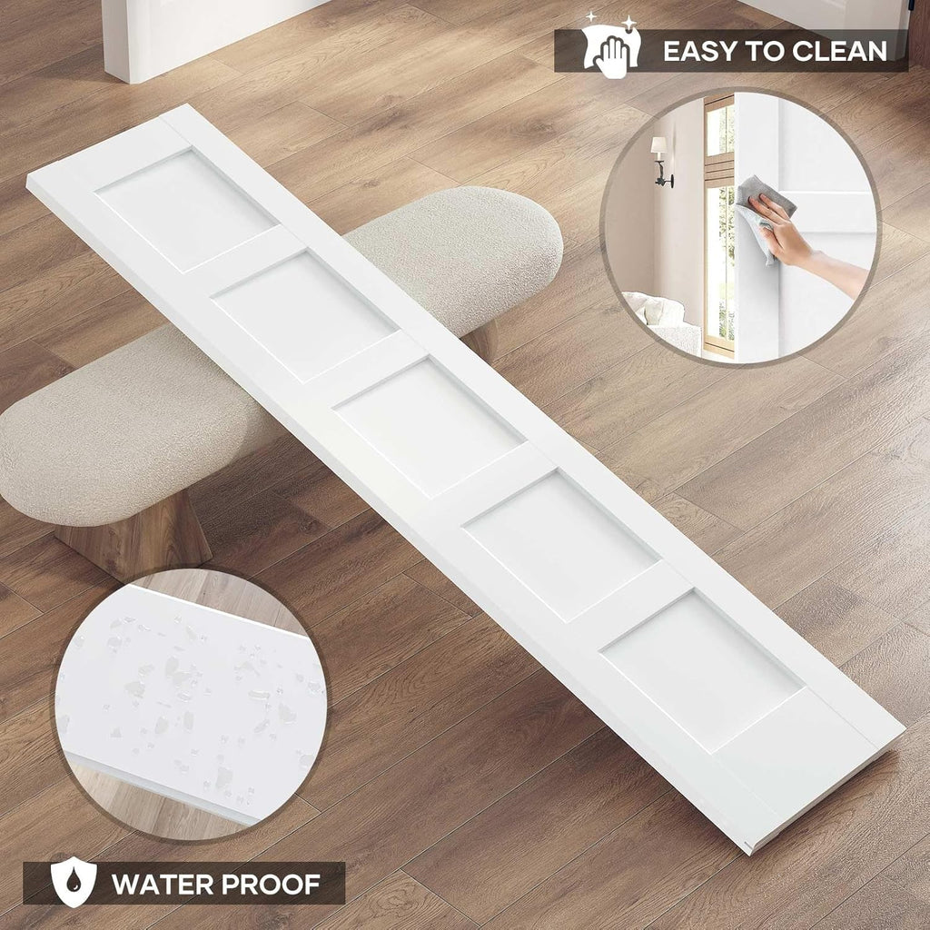 Double 18×84 Inch White Sliding Barn Door Slab with 6.6ft Hardware Kit Included, 5-Panel, MDF Wood P