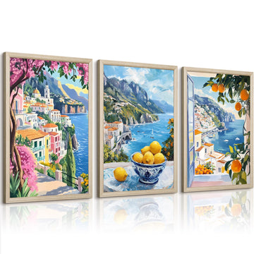 Italy Amalfi Coast Wall Art Posters Italian Travel City Canvas Wall Decor Italy Beach Landscape Art Pictures Vintage