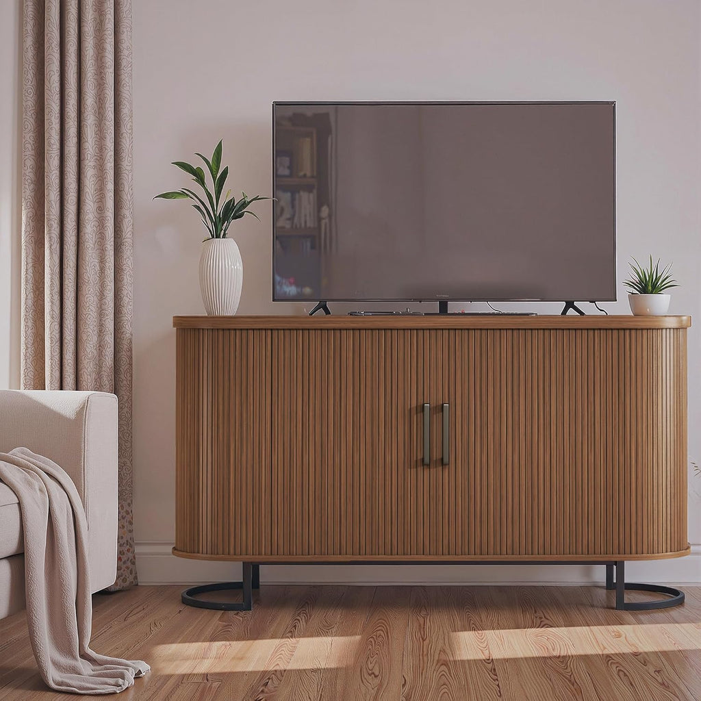 Sideboard Buffet Cabinet with Storage, 54.3" Storage Cabinet with Sliding Door & Adjustable Shelf