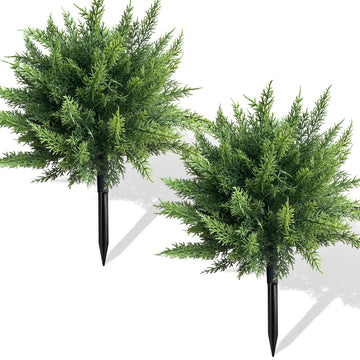 2 Pack Artificial Cedar Topiary Ball Tree for Outdoors 24"(2FT)