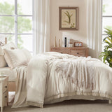 Queen Comforter Set Beige -7 Pieces Bed in a Bag Queen Boho Soft Lightweight Bedding Sets
