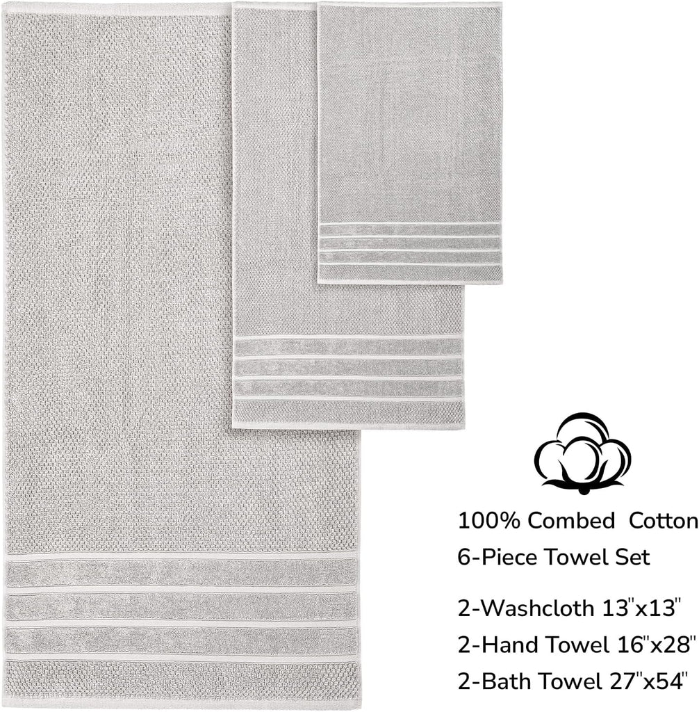 & Stitch 100% Cotton 625 GSM Bath Towel Set of 6, Ultra Soft Highly Absorbent 2 Bath Towels, 2 Hand Towels & 2