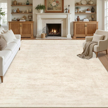 Area Rugs 9x12 Living Room: Bedroom Washable Carpet Retro Beige
