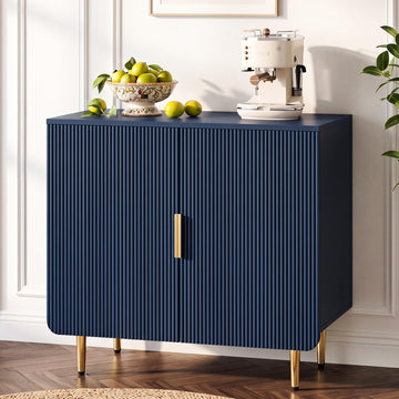 31" Fluted Buffet Cabinet, Modern Sideboard Cabinet with Storage, Blue