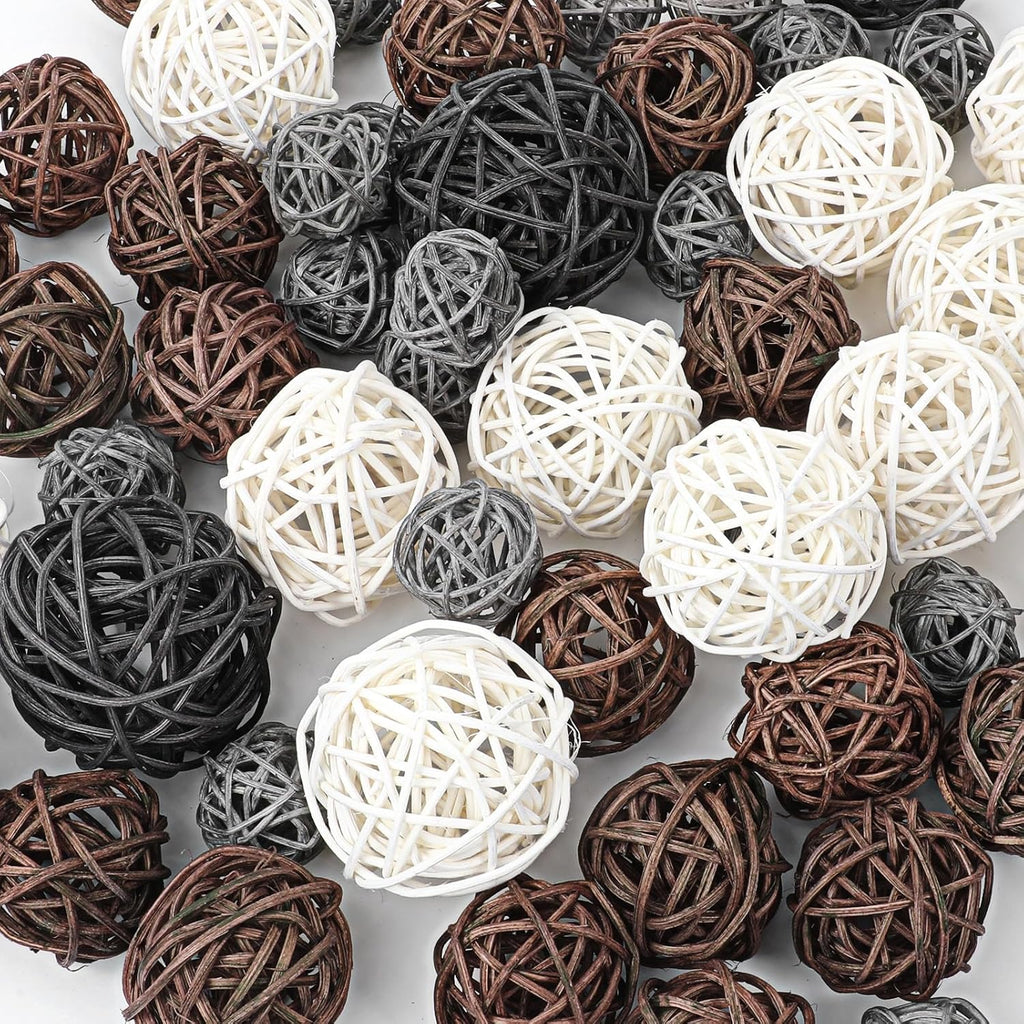 Decorative Balls for Bowls Centerpiece, Natural Decorative Wicker Rattan Balls Wicker Rattan-Balls Centerpiece - Set of 72