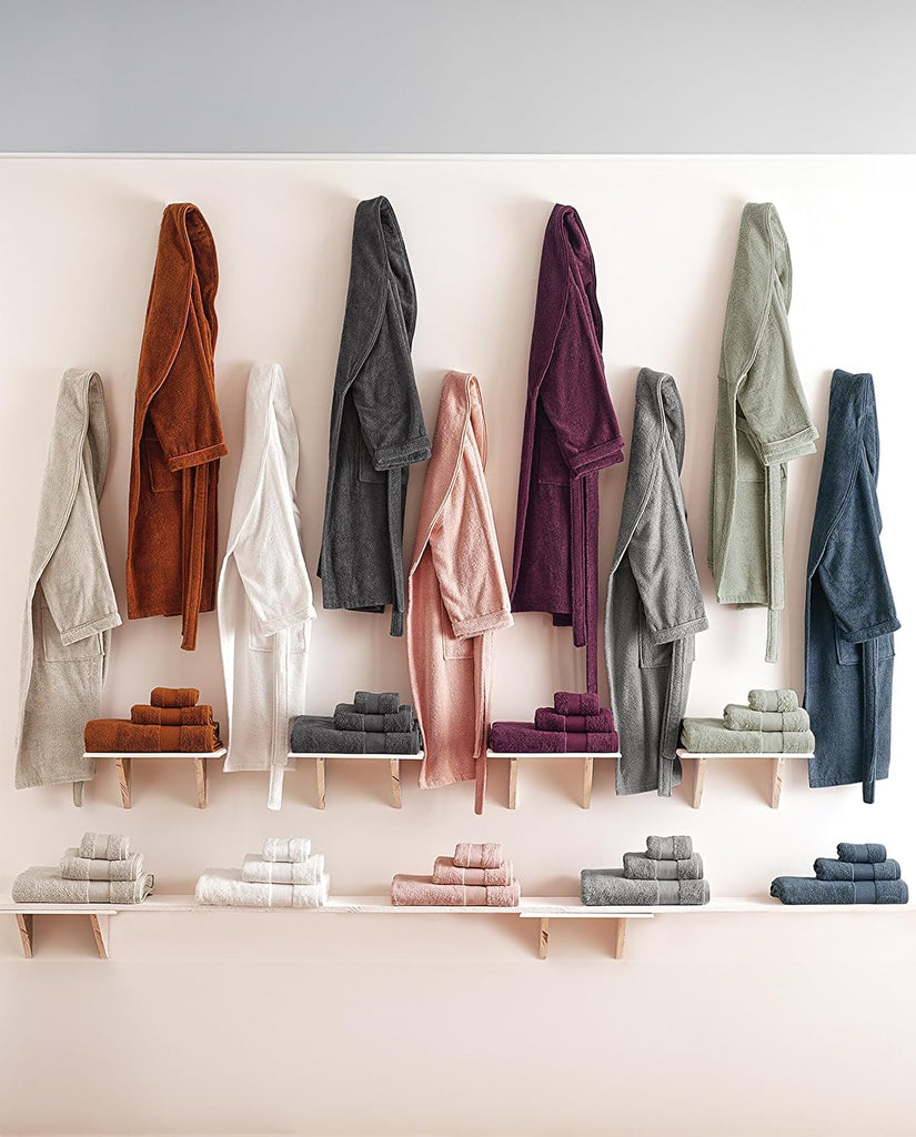Essentials Bathrobes, 100% Cotton Soft Robe, Fluffy, Warm, Absorbent, Quick Dry Mens & Womens Robe