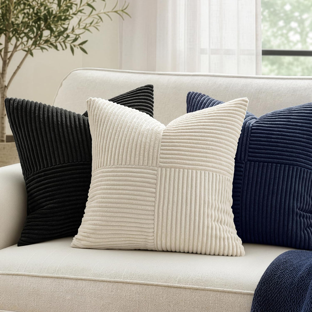 Black Decorative Throw Pillow Covers 18x18 Inch