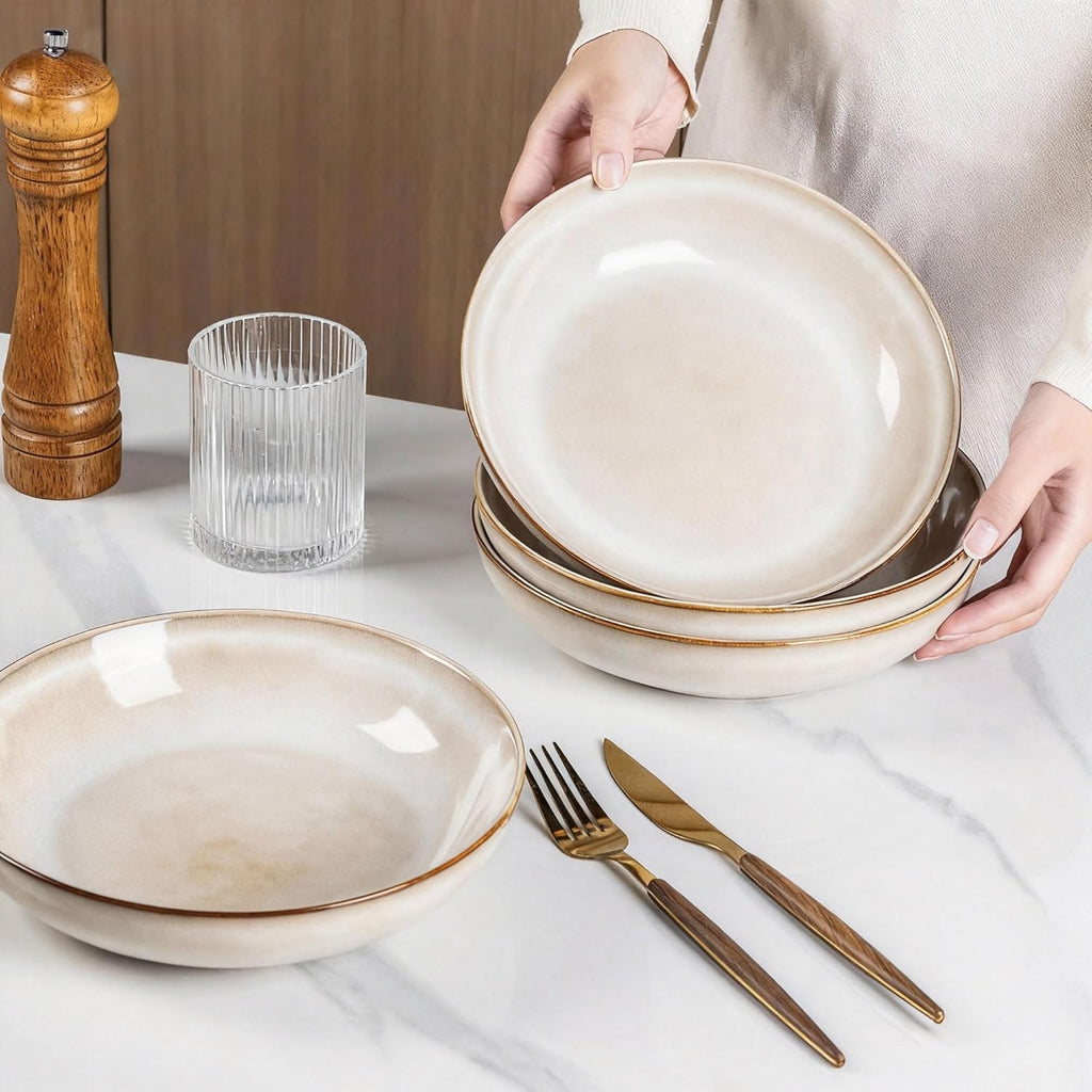 8.5'' Ceramic Pasta Bowls Set of 6, 36oz Large Stoneware Bowls Set | Large Dinner Serving Bowls Set, Wide Bowl Plate