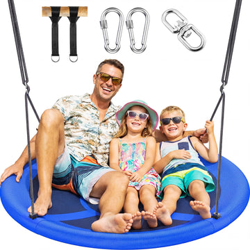 43 Inch Saucer Tree Swing for Kids Adults 700lbs Capacity Blue