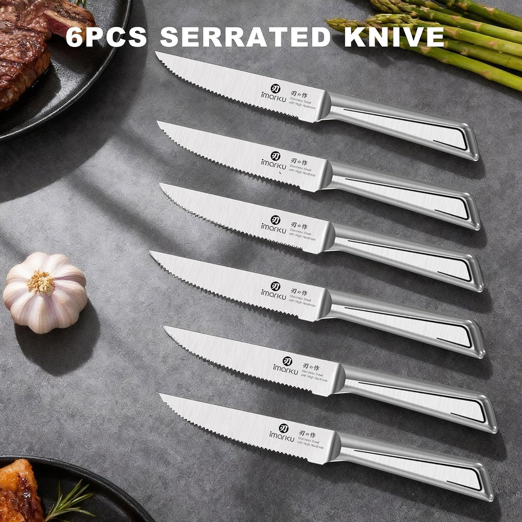 14 PCS Knife Set with Block, High-Carbon Steel, Built-in Sharpener | Japanese Kitchen Knife Set,Stainless