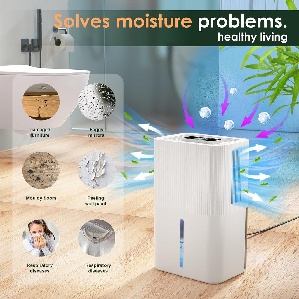 Portable Home Dehumidifier for Basements Bathroom Bedroom|91 OZ Tank|900 sq.ft Coverage|Quiet Smart Design with Auto