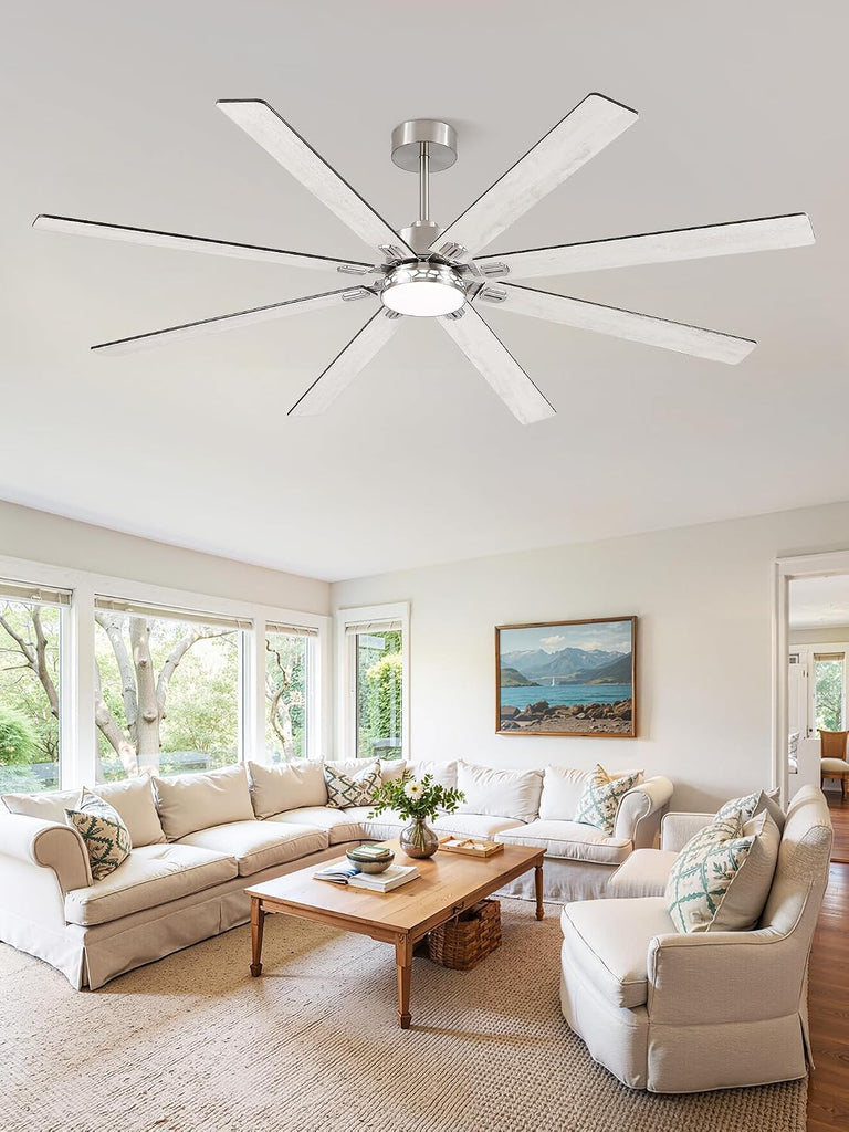 84" Ceiling Fan with LED Light and Remote - Nickel