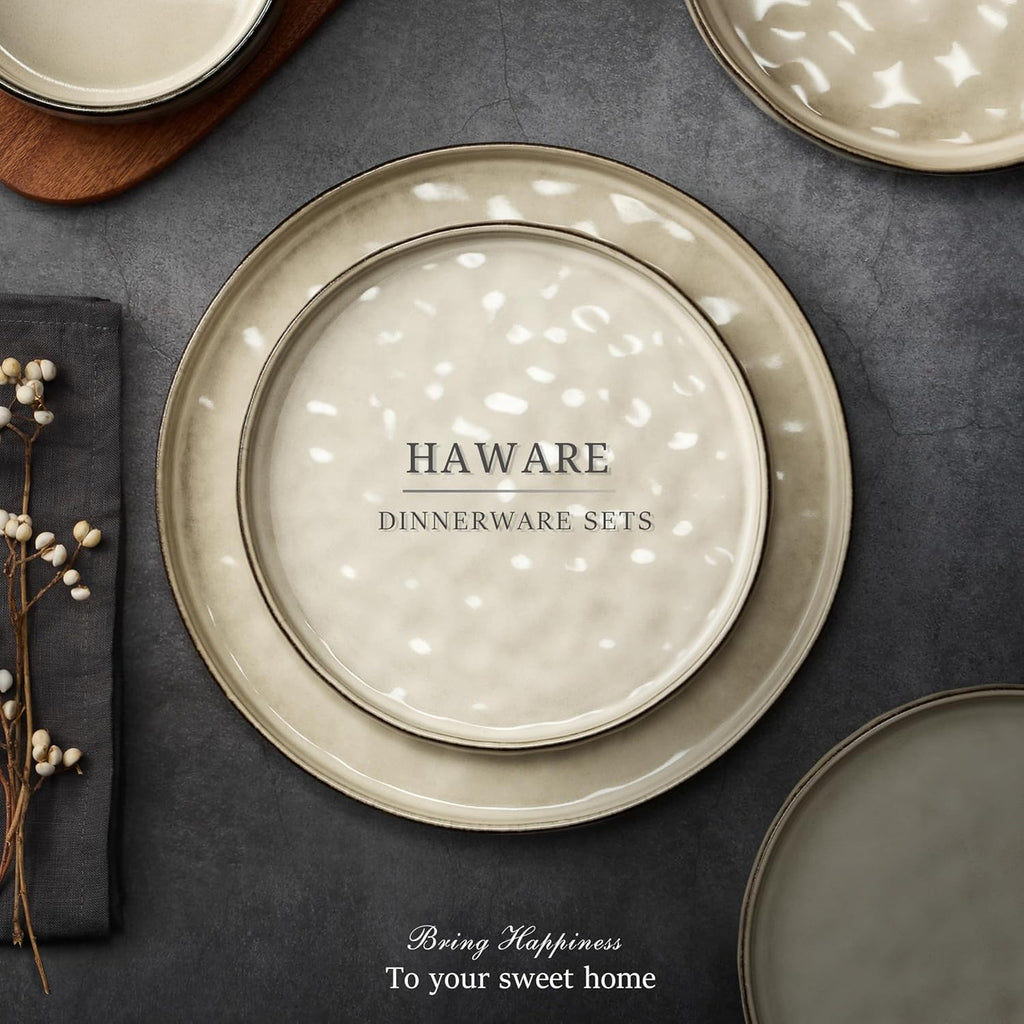 Dinnerware Sets, 12-Piece Plates and Bowls Set, Stoneware Dish Set for 4, Ceramic DinnerwareRestaurant