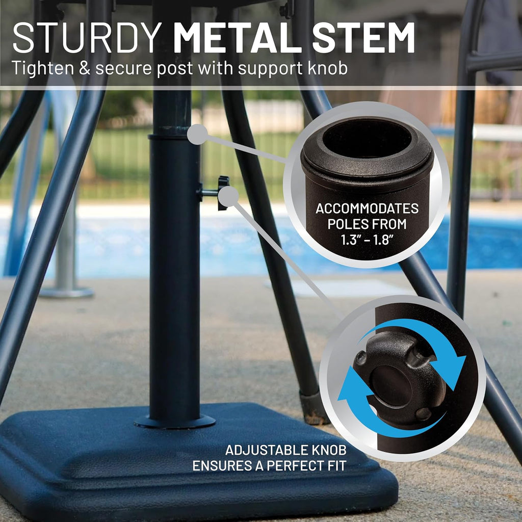 26 Pound Umbrella Base - Cast Stone Outdoor Umbrella Stand - for Use with Umbrella Poles 1.3" to 1.8"