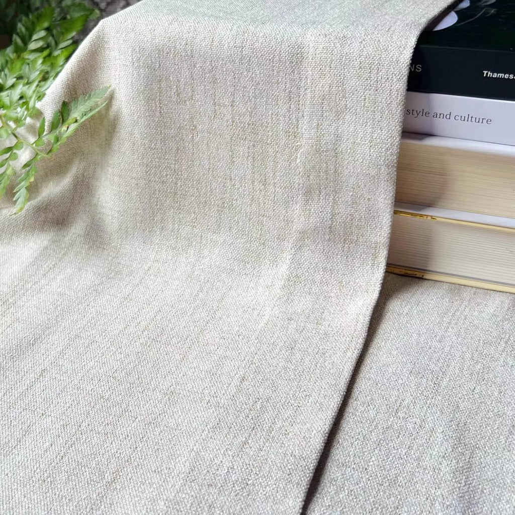 Faux Linen Cafe Curtains for Windows, 36 Inch Length, Natural, Set of 2
