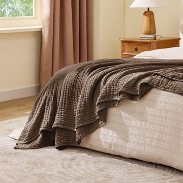 Cotton Muslin Blankets for Hot Sleepers, Brown, 60"x80"