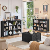 12 Cube Storage Organizer, Farmhouse 62 Inch Wide Black Oak Display Bookshelf, Wooden 3 Tier Large Open Book Shelf