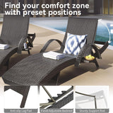 80'' Long Outdoor Wicker Chaise Lounge Chairs Set of 2