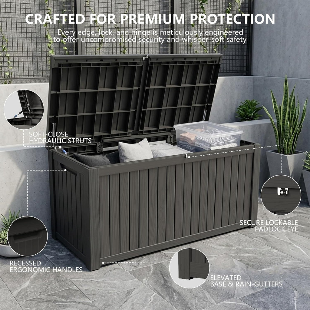 Outdoor Storage Box, 200 Gallon Waterproof Deck Box [Upgraded 3.0], Premium Hydraulic Cushion Storage Chest