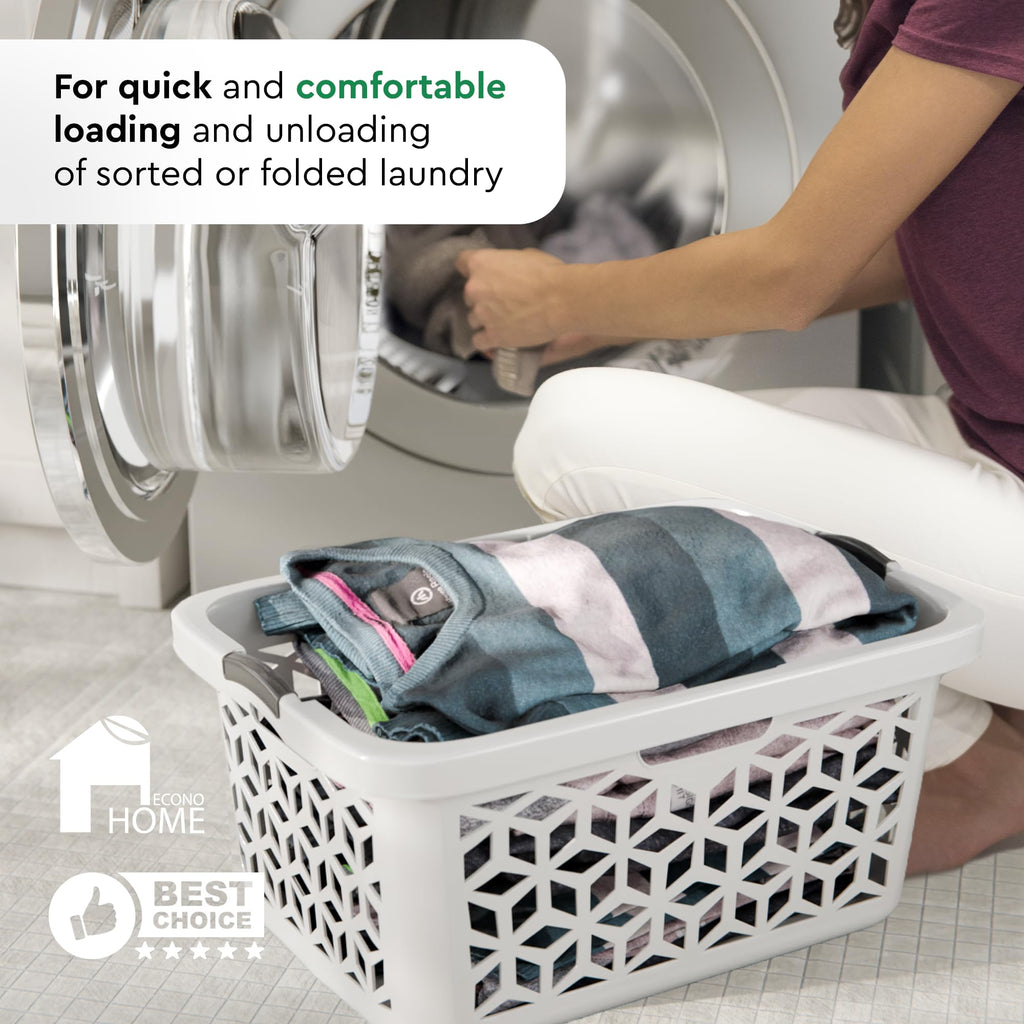 Laundry Basket - Large 2 Bushel Laundry Basket with Handles - Stackable Plastic Hamper for Dirty Clothes - Storage