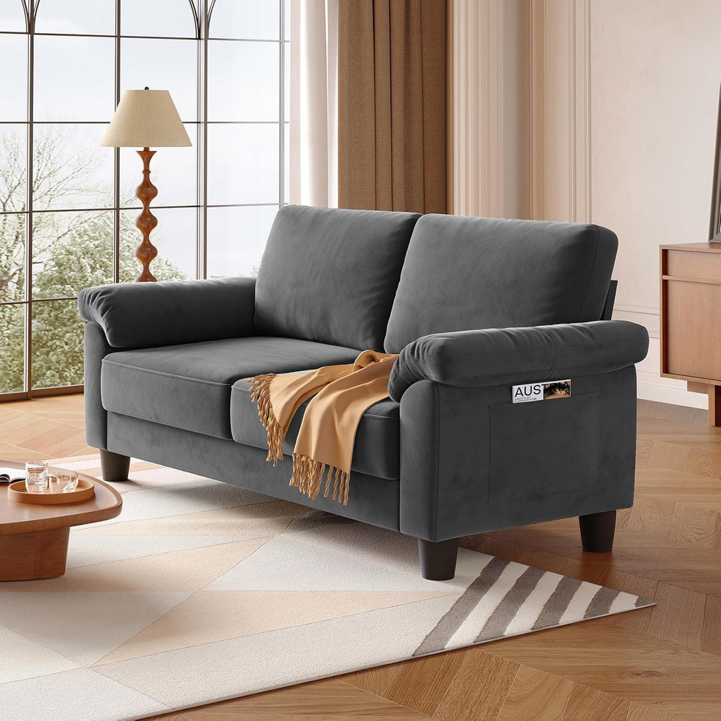 70" Living Room Couch Sofa, Mid Century Modern Loveseat, Velvet Deep Couches for Small Spaces, Bedroom