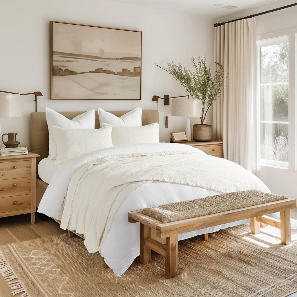 Cotton Quilt Set King, Ultra Soft Oversized Bedspread Coverlet Set, Lightweight Crinkle Box Stitch