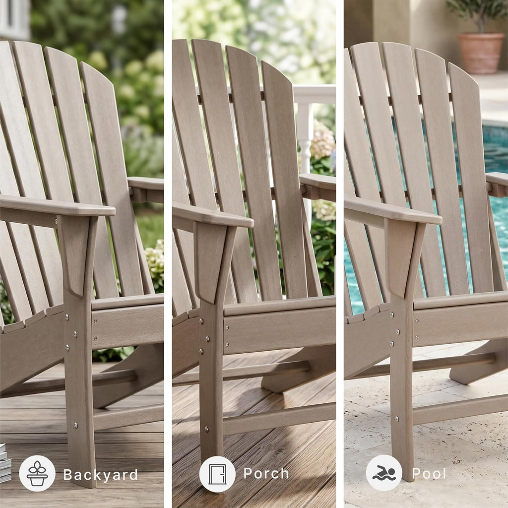 Sundown Treasure Outdoor Patio HDPE Adirondack Chair, Light Brown