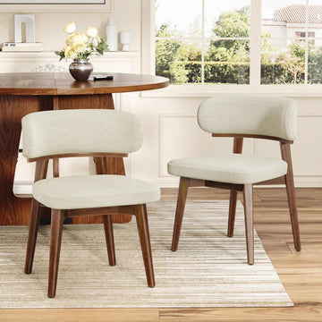 Dining Chairs Set of 2, Modern Upholstered Dining Chairs, Wooden Kitchen Chairs for Dining Room with Ergonomic Curved