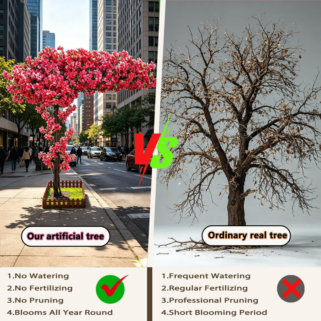 6FT Red Wedding Bougainvillea Artificial Tree Large, Artificial Cheery Trees Indoor Outdoors Decor, Tall Handmade Fake