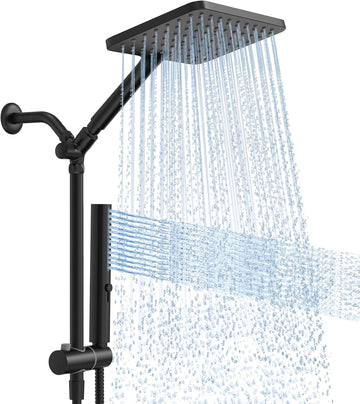 High Pressure Rain Shower Head with Handheld Combo, 10 Inch Square Rainfall Showerhead