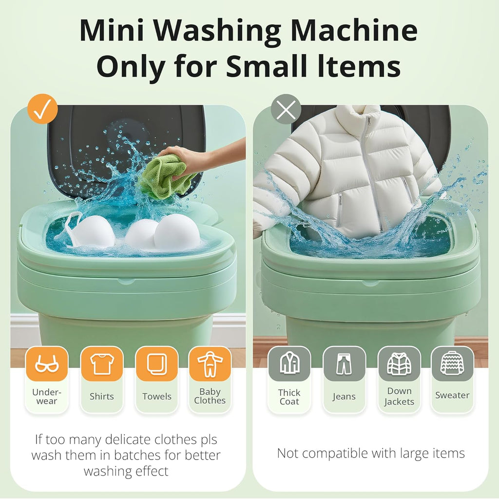 Portable Washing Machine, Mini Washer, 16L Upgraded with Spin Basket, Foldable Design Ideal for Apartment, Home and Hotel, portable washer 3 Cleaning Modes Suitable for Small Clothes