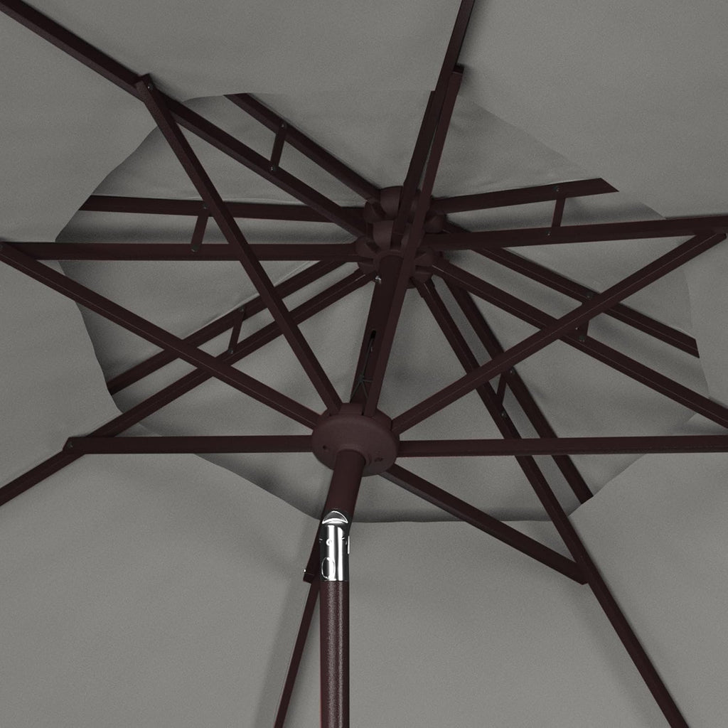 9ft Round Double-Top Patio Umbrella with Crank Lift & UV Protection - Gray
