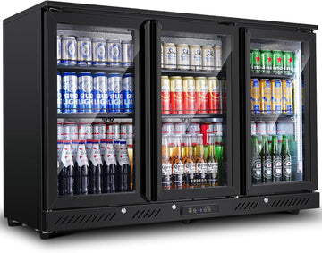 Commercial Bar Cooler With 3 Glass Doors,11.4 Cu.Ft Under Counter Beverage Refrigerator