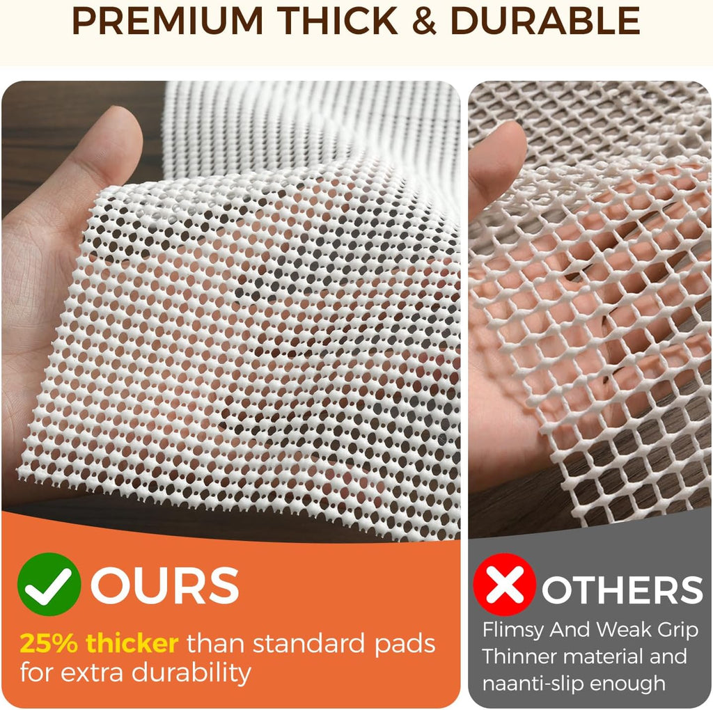 9 x 12 FT Rug Pad Gripper for Hardwood Floors, Non Slip Rug Pads for Area Rugs, Extra Thick Under Rug Padding - Set of 108